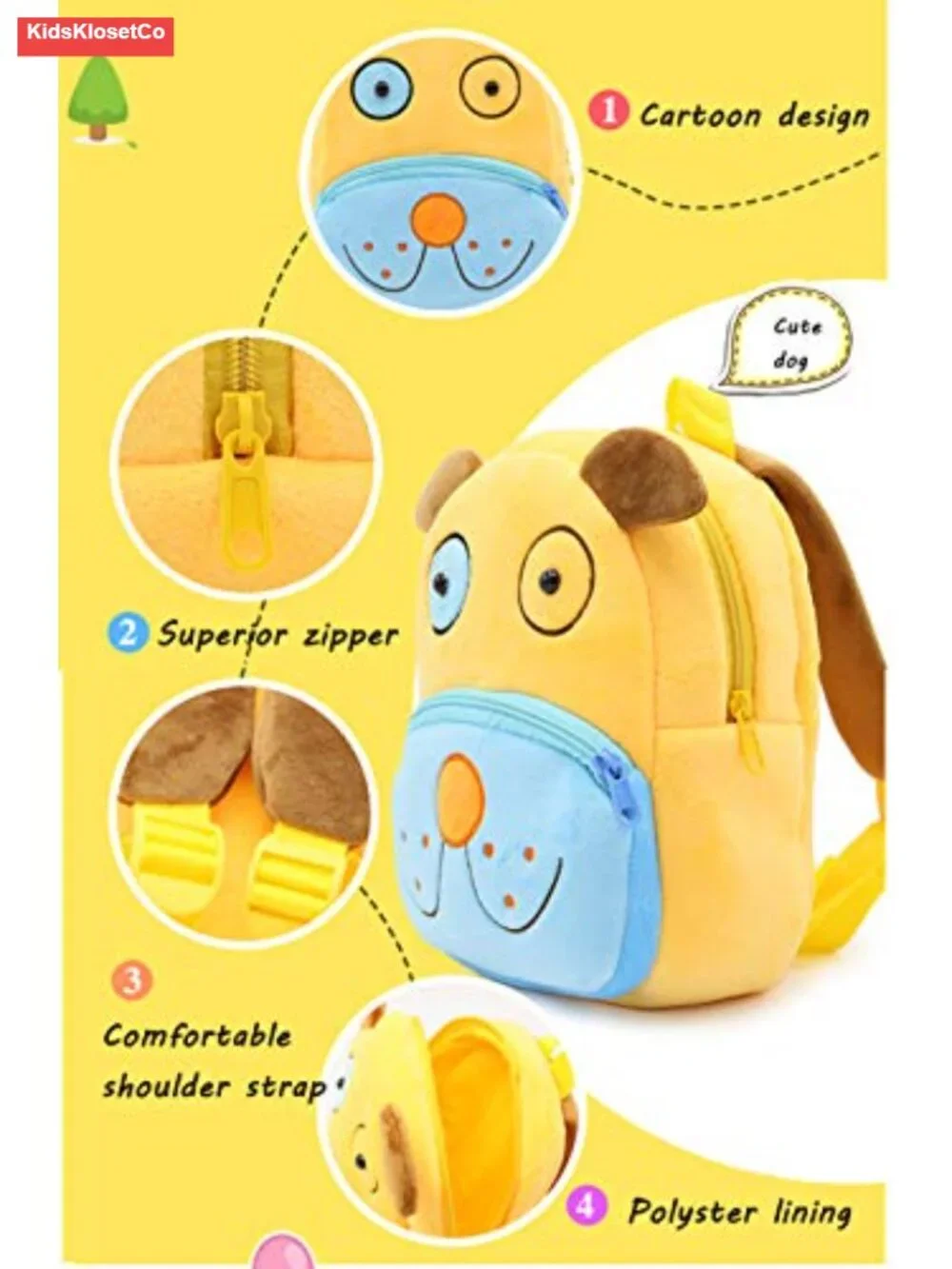 Plush Zoo Animal Backpack Book Bag for Kids